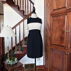 Liz Claiborne Chic Vintage 90s Black and Cream Pencil Mini Dress